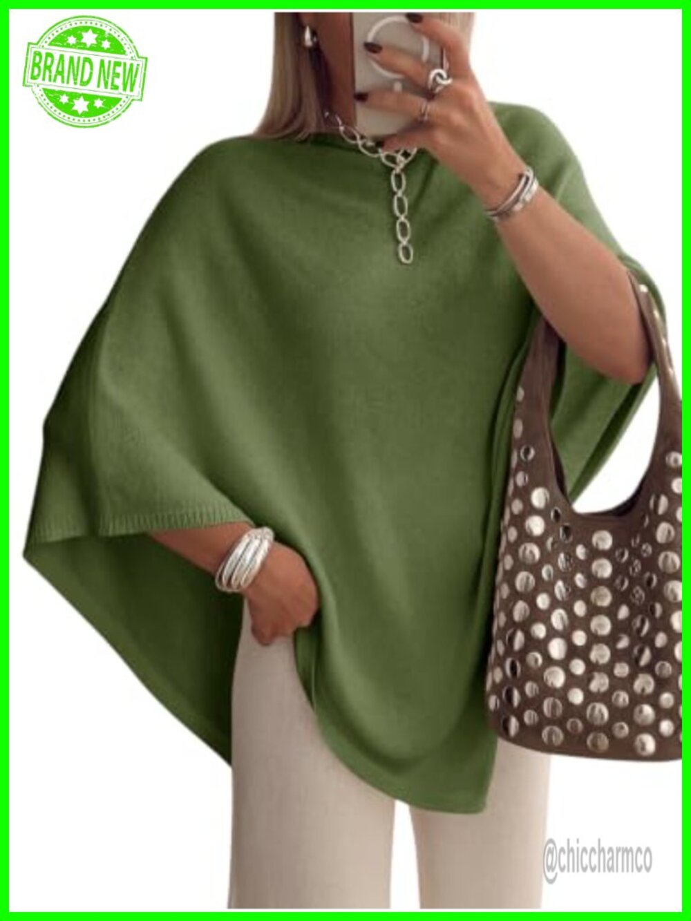 Women's Poncho Sweater Boat Neck Batwing Sleeve Knit Pullover Cape